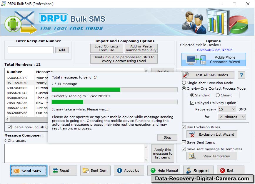 Sending SMS in progress