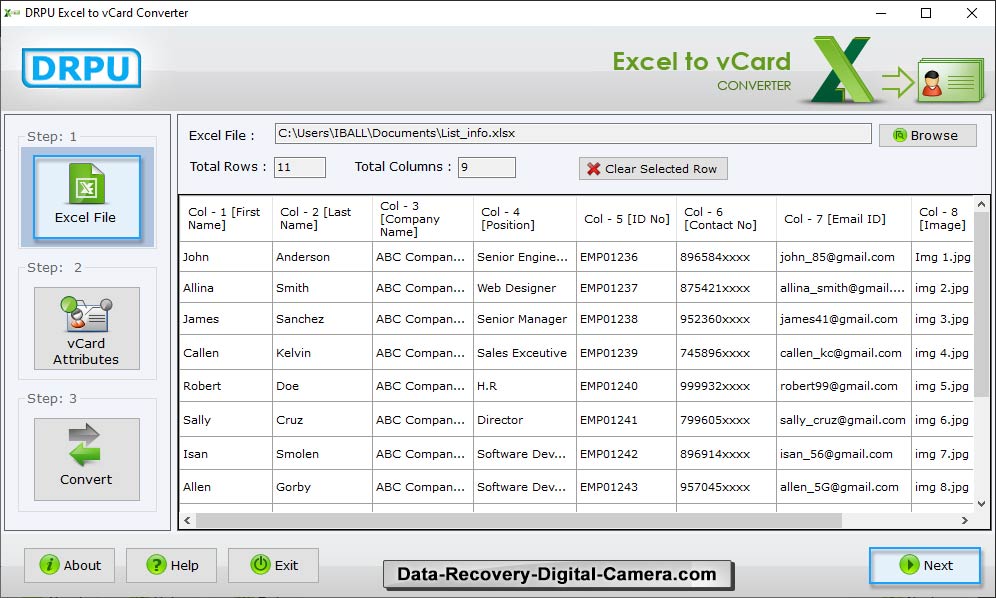 Browse excel file