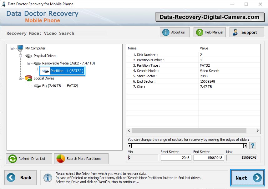 Select partition